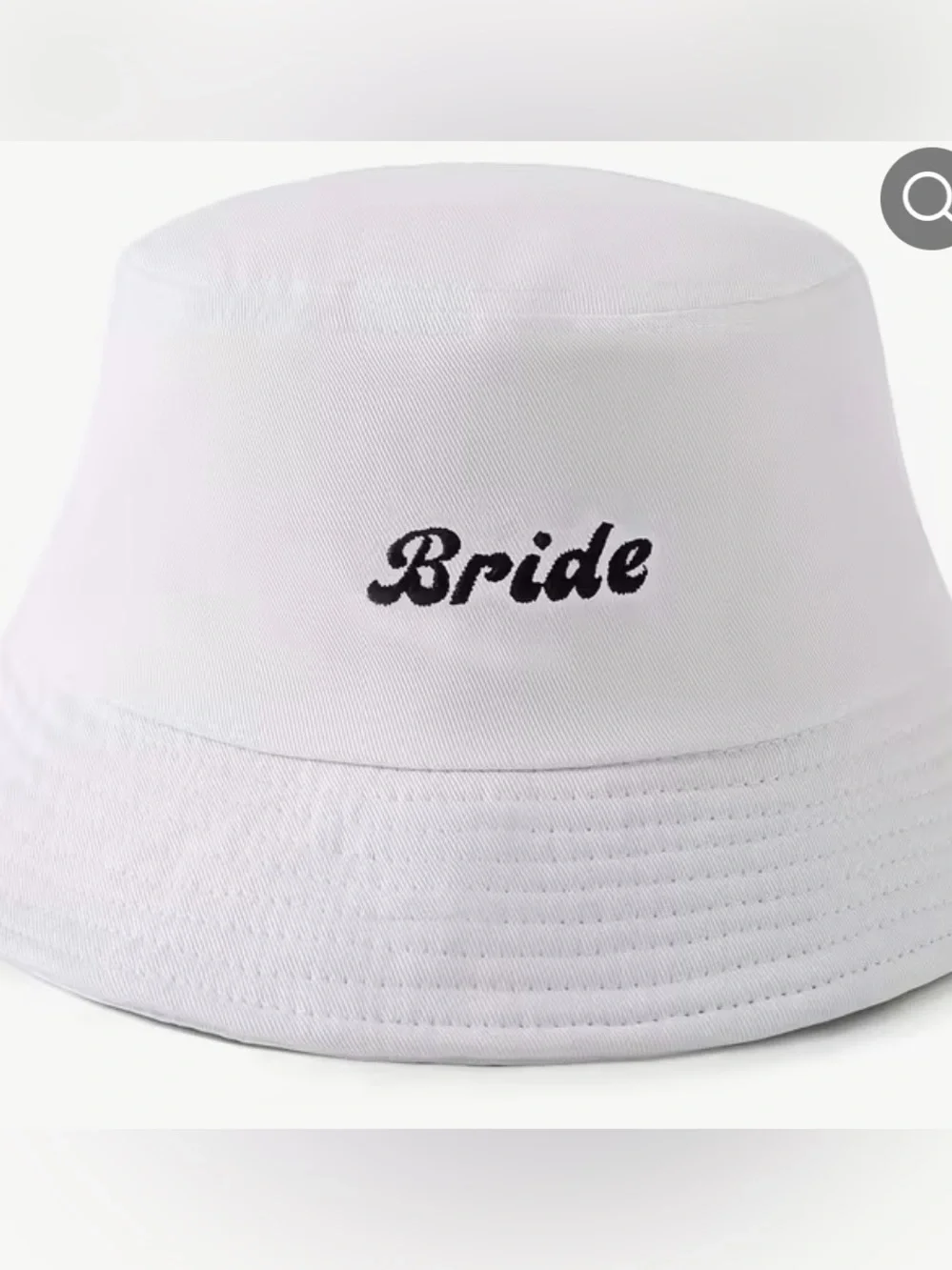 NWT White Adjustable Bride Embroidered Bucket Hat, Summer Hats, O/S
